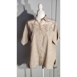 VINTAGE KOKOMO BLOUSE SHORT COLOR BEIGE  NO SIZE TAG (LIKE 1X)